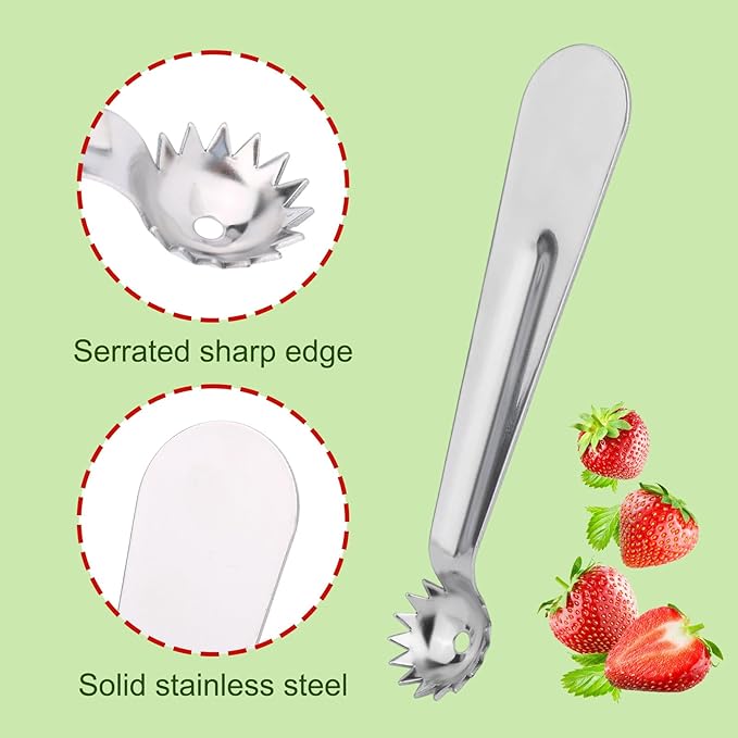 12pcs Silver Tomato Corer Tool, Stainless Steel Tomato Corer & Strawberry Huller Stem Remover Kitchen Tool Fruit Vegetable Baller