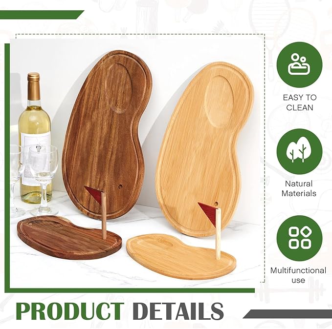 Ziliny Golf Cheese Board Gift Set Golf Party Favor Prizes Charcuterie Wood Board with Knives and Box Father Day Gift for Dad Grandpa Party Tournament Game(Bamboo Color,15 x 8.3 x 0.47 ")