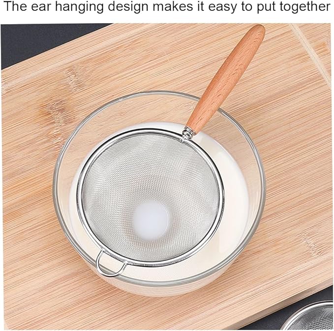 2Pcs Stainless Steel Fine Mesh Strainer Versatile Long-Handle Sieves for Flour Tea Coffee Oil Filtering(4-Inch)