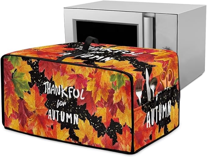 Doojoayie Small Appliance Covers Thankful Autumn Toaster Cover 4 Slice Kitchen Appliance Protector 18.5"x14.5"x 9" Compatible with Toaster Machine