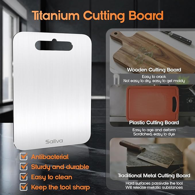 3pcs Titanium Cutting Boards for Kitchen, 3 Pack of Titanium Cutting Boards, Non Toxic Double Sided Food Grade, Dishwasher Safe, Easy To Clean, Chopping Boards with Handle for Meat & Vegetable