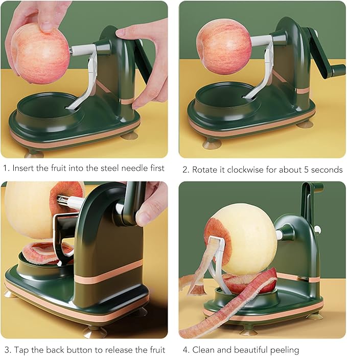 Apple Peeler, Manual Apple Peeler Slicer Corer with Suction Cup Base Hand Crank Apple Peeler Machine Simple Operation Apple Slicer Small Apple Corer and Slicer