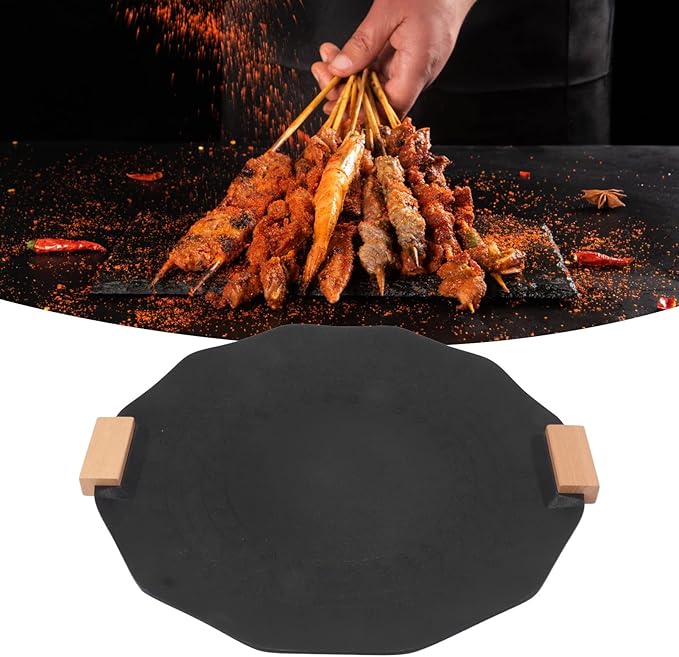 Korean BBQ Grill, Korean Grill Pan with Nonstick, Round BBQ Griddle, Round Griddle Camping Pans, Compatible for Gas Stove, Electric Cooktop, Indoor or Outdoor Grilling (40 cm)