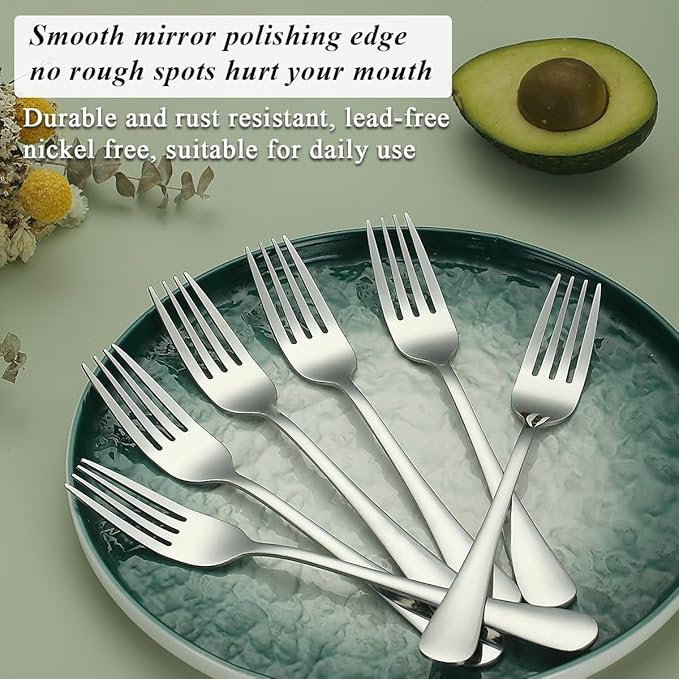 Evanda Dinner Fork 24 Pieces, Stainless Steel 8.07inch Forks, Cake Forks, Table Forks,Dessert Forks, Easy To Clean, Dishwasher Safe