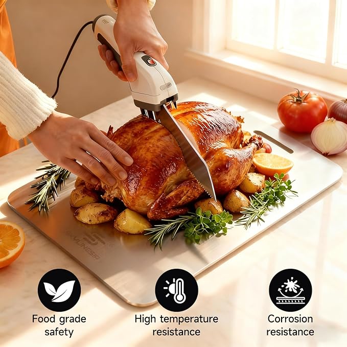 Titanium Cutting Board for Kitchen, No Toxic Double Sided Pure Titanium Cutting Boards for Kitchen, Easy to Clean, Meat, Fruit, Vegetables Chopping Board (18''L x 12''W)