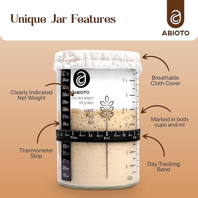 Sourdough Bread Baking Supplies and Starter Kit - Ultimate Bread Making and Sourdough Starter Kit with Proofing Baskets, 34oz Sourdough Jar, Bread Lame, Scrapers and Danish Whisk