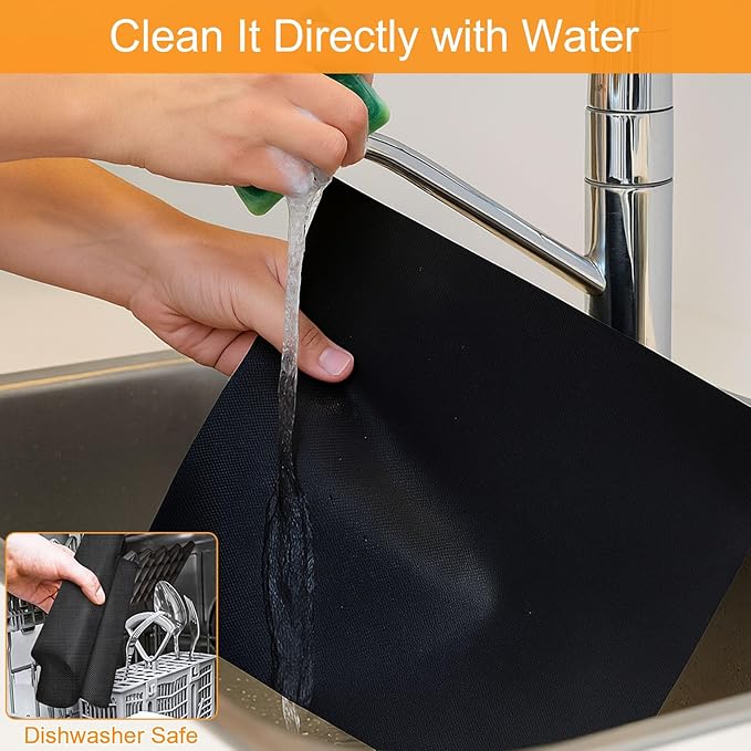 GWYSY Oven Liners for Bottom of Oven, 10"x9.7" Reusable Non-Stick Heat Resistant Toaster Liners Toaster Mat for Chefman TurboTouch Easy View 8 QT Air Fryer, 4 Pack