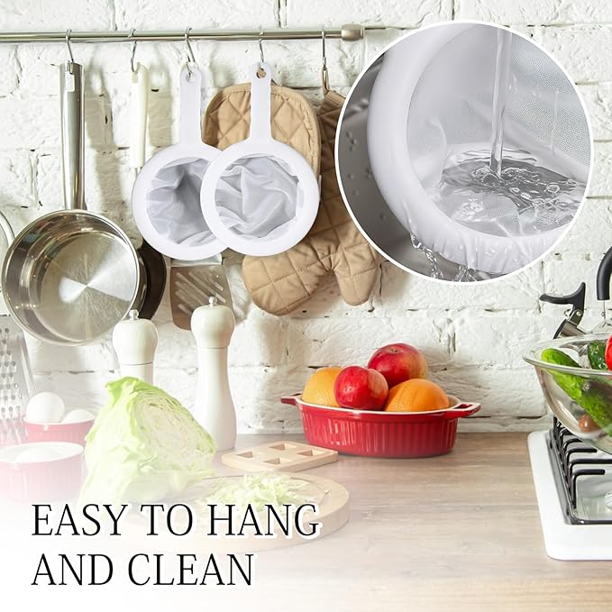 Small Strainer Fine Mesh, 2 Pcs Reusable Plastic Fine Mesh Strainer with Handle, Small Strainers for Juicing Kitchen Supply for Cooking Cheese Milk Juice