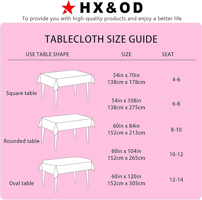 HX&OD Rectangular Tablecloth Cationic Fabric Waterproof Stain Resistant Wrinkle-Resistant for Home/Decoration/Party/Buffet/Wedding/Dining Room/Camping