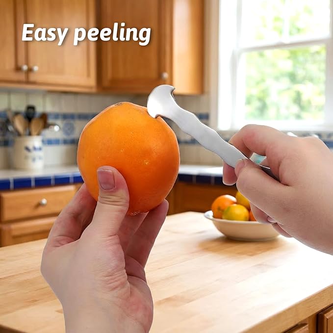 Stainless Steel Orange Peeler Tool, Multi-Functional Citrus Peeler Tool, Ergonomic Safe Cutter & Slicer, Fruit Peeler Skin Remover for Oranges, Grapefruits, Lemons