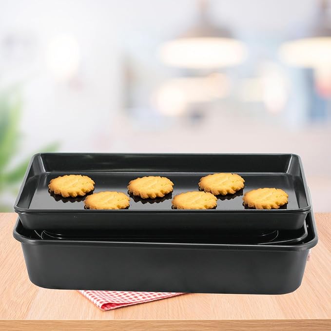 Prime Cuisine Nonstick Ceramic Bakeware Set – 8 Piece Baking Pans Set, Oven Safe to 450°F, Includes Muffin Pans, Cookie Sheets, Loaf, Roaster, Round & Square Pans, BPA-Free