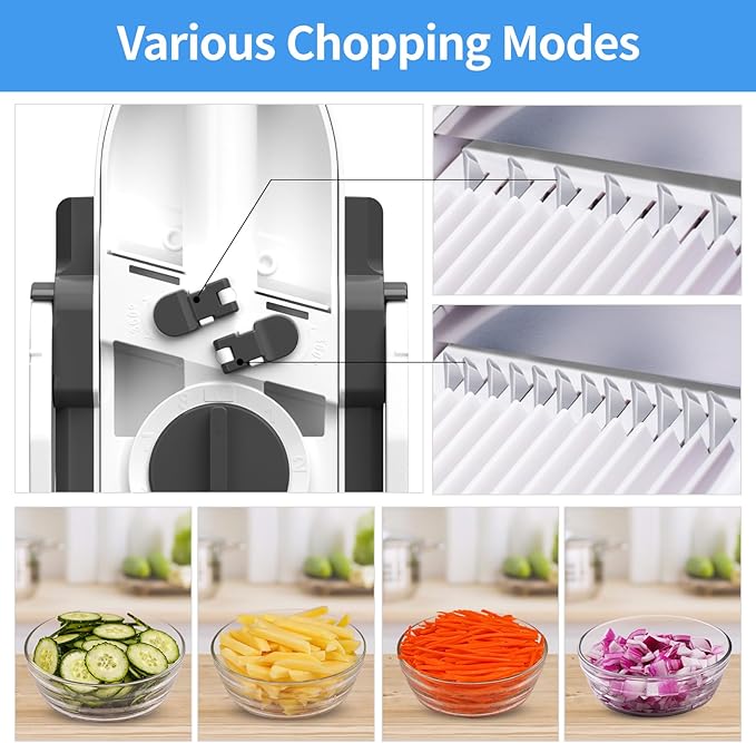 Safe Veggie Chopper Vegetable Cutter, French Fry Cutter Onion Chopper Vegetable Slicer Fruit Cutter Dicer, Multifunctional Kitchen Gadgets Mandoline Food Slicer For Meal Prep - Gray