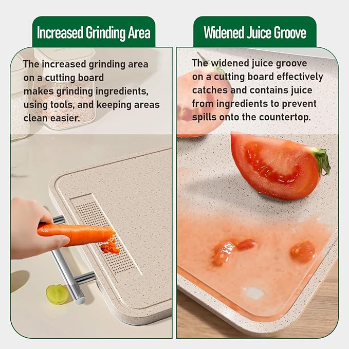 Titanium Cutting Board for Kitchen - 100% Pure Food Grade Double Sided Chopping Board, Titanium & Wheat Straw PP, Dishwasher Safe Easy to Clean - Large 15”×10”