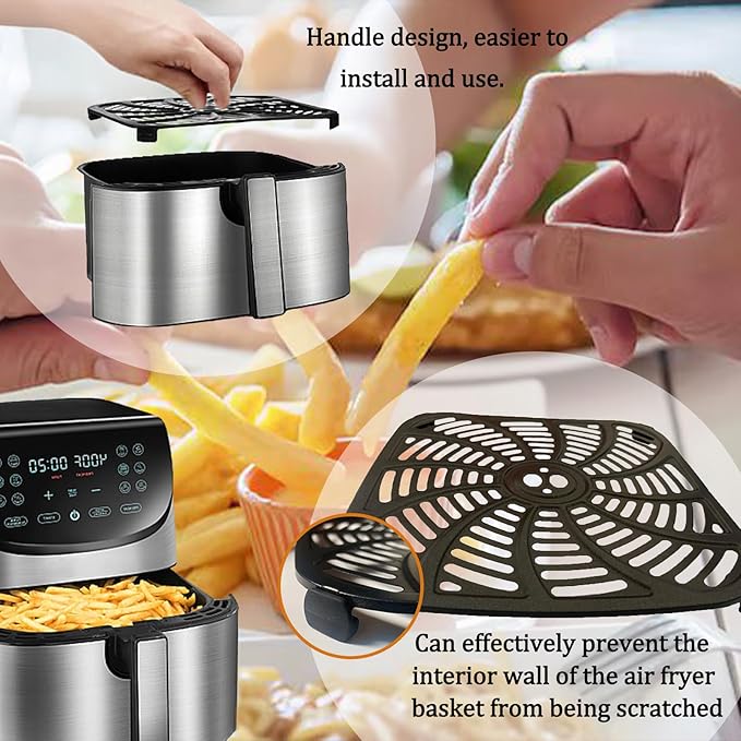 GSZN 8QT Square Air Fryer Grill Pan for Gourmia GAF856 Air Fryers, Upgraded Nonstick Air Fryer Grill Plate Insert Rack Crisper Tray Plate Grate Grid Shelf for Gourmia 8QT Air Fryers, Dishwasher Safe