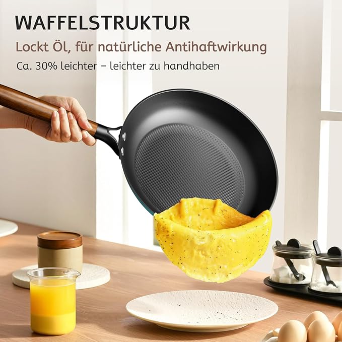 YUTANN Nonstick Frying Pan Set, 8" 10" 12" Ceramic Frying Pans, Pre-seasoned Cast Iron Pan Cookware Set with Removable Handle, Dishwasher Safe, Free of PFAS & PFOA, Compatible with All Stovetops