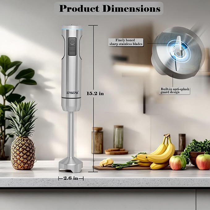 Handheld Immersion Blender Bundle, 1000W Powerful 11-in-1 Set for Smoothies,Orange Juicer,Minced meat,Milk frother,Egg Beater, Dough Hook, Vegetable Chopper, Potato Masher
