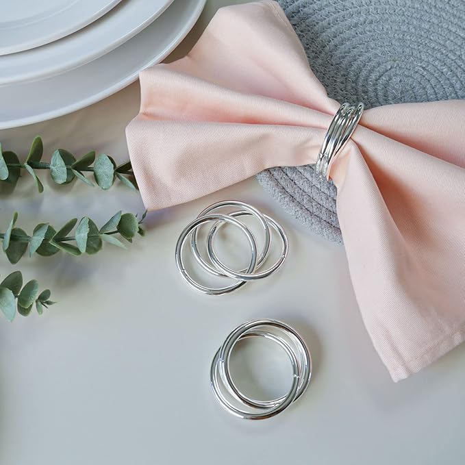 Napkin Rings Set of 8,Silver Napkin Ring Holders for Spring,Wedding,Easter,Valentine,Birthday,Holiday, Hotel, Dinner Party,Christmas and Table