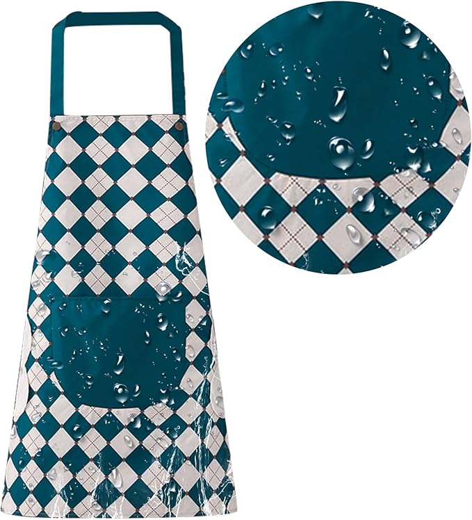 DILLMAN 2 Pack Floral Aprons with Pocket Blooming Womens Waterproof Adjustable Cooking Aprons Kitchen Gardening Salon
