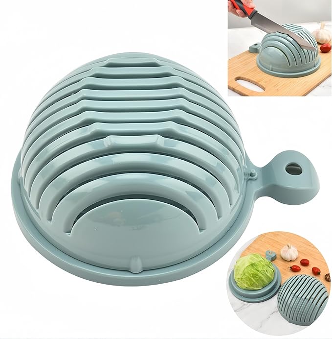 Fruit and Vegetable Cutter Bowl, Slicers for Fruits and Vegetables, Salad Chopper Cutter (Blue)