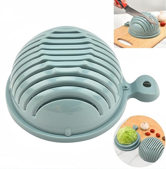 Fruit and Vegetable Cutter Bowl, Slicers for Fruits and Vegetables, Salad Chopper Cutter (Blue)