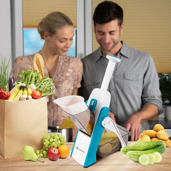 Vegetable Chopper Mandoline Slicer Adjustable Vegetable Cutter Safe Multi-purpose Food Vegetable Slicer for Kitchen (Blue), 12.7*5.3*5 inch