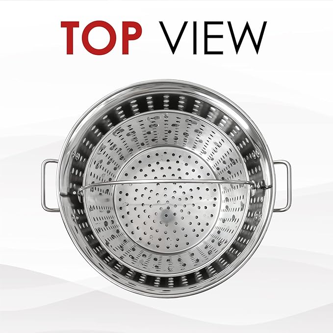 CONCORD Stainless Steel Stock Pot w/Steamer Basket. Cookware great for boiling and steaming (60 Quart)