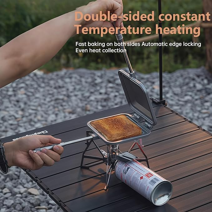 Campingmoon Campfire Sandwich Maker Camping BreadToaster Aluminum Hot Sandwich Stovetop Grill Pan Campfire Pie Cooking Equipment (Sliver)