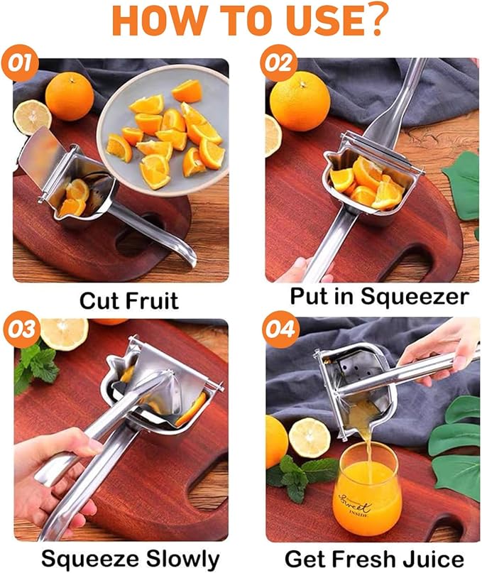 Fruit Juice Squeezer, 2026 New Upgraded Hand Juicer Squeezer Lemon Juicer Manual Hand Press with Ergonomic Grip, Easy to Use and Clean for Orange Citrus Pomegranate Lime Grapefruit(2PCS)