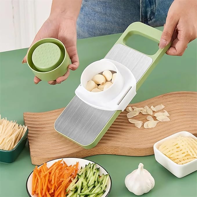 2 Pack 5 in 1 Mandoline Slicer for Kitchen, Vegetable Slicer Multi Blade Potato Chip, Veggie shredder, Vegetable Cutter, Julienne Shredder and peeler For Small Job In Kitchen
