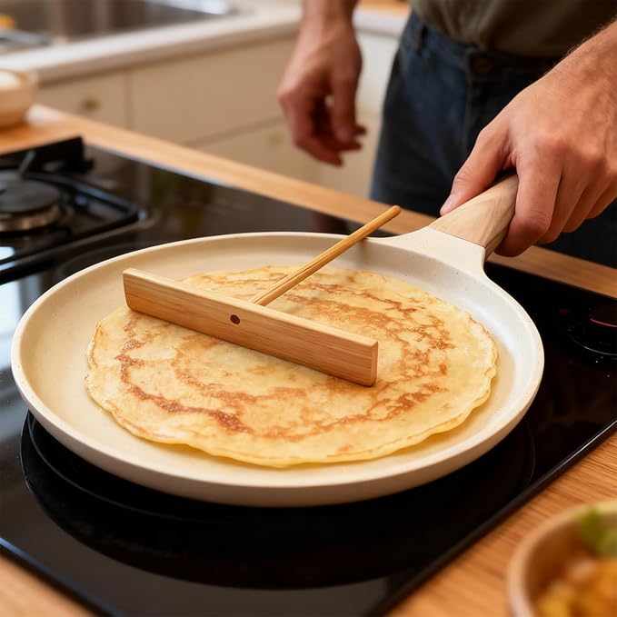 DOTUHAO Nonstick Crepe Pan Set, Kitchen Pancake Grill Pan, 10 Inch Granite Coating Flat Skillet Tawa Dosa Tortilla Pans, Pizza Pans, Fry-Pan Compatible with All Stovetops (10 Inch, White)