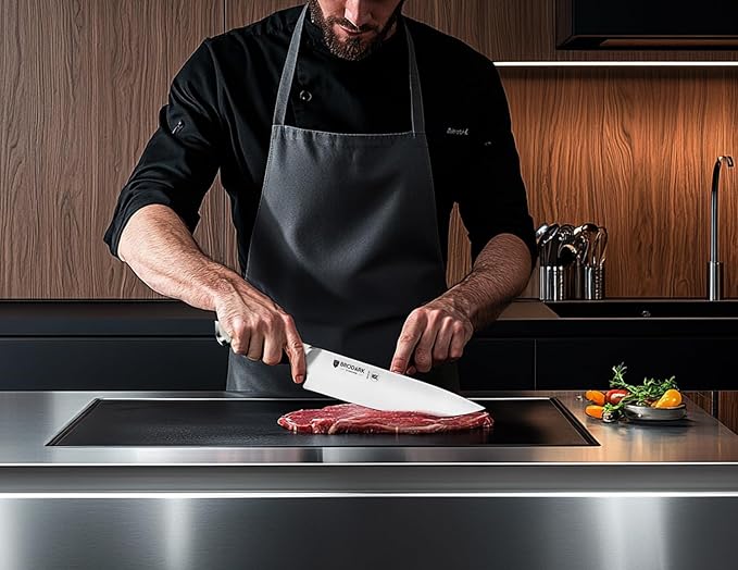 BRODARK Kitchen Knife Sets with Block and Built-in Sharpener - Ultra Sharp15 Pcs Full Tang Professional Chef Knife Set, High Carbon Super Steel Cutlery Set, Ivory Series with Gift Box for Men Women
