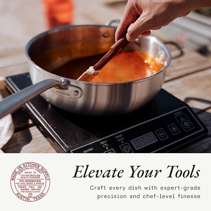 Made In Cookware - Stainless Steel Small Spaces Set - 5 Ply Clad - Includes Stainless Steel Frying Pan, Saucepan and Saucier with Lid - Professional Cookware - Crafted in Italy