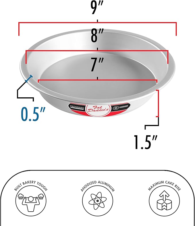 Fat Daddio's PIE-9 Anodized Aluminum Pie Pan, 9 x 1.5 Inch