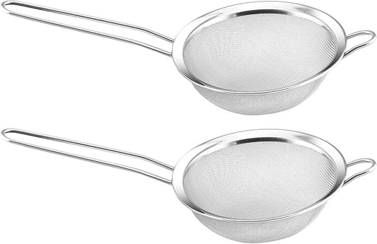 Stainless Steel Fine Mesh Strainer Colander Sieve with Handle for Rinsing Grains Beans Rice Fruits etc. 8-Inches 2285-2