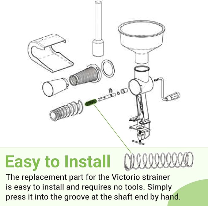 VKP250 Food Strainer Replacement Spring Compatible with Victorio Model 250, Back to Basics Model 220 & Johnny Apple Sauce Maker – 304 Stainless Steel