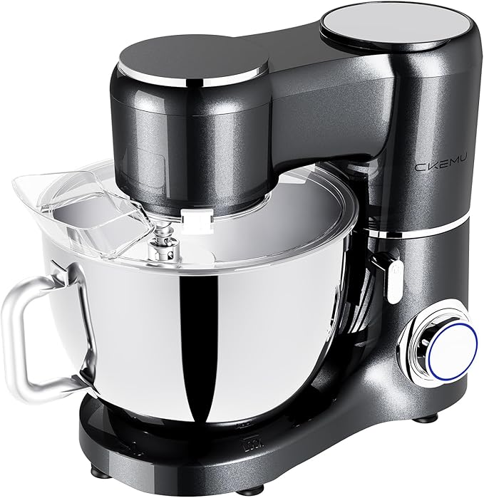 CKEMU Stand Mixer, 9-Quart Stainless Steel Bowl, 660W Professional Power, Multiple Speed Options, Sturdy Design, Easy to Clean, Lifetime Support, SM-1550(Grey)