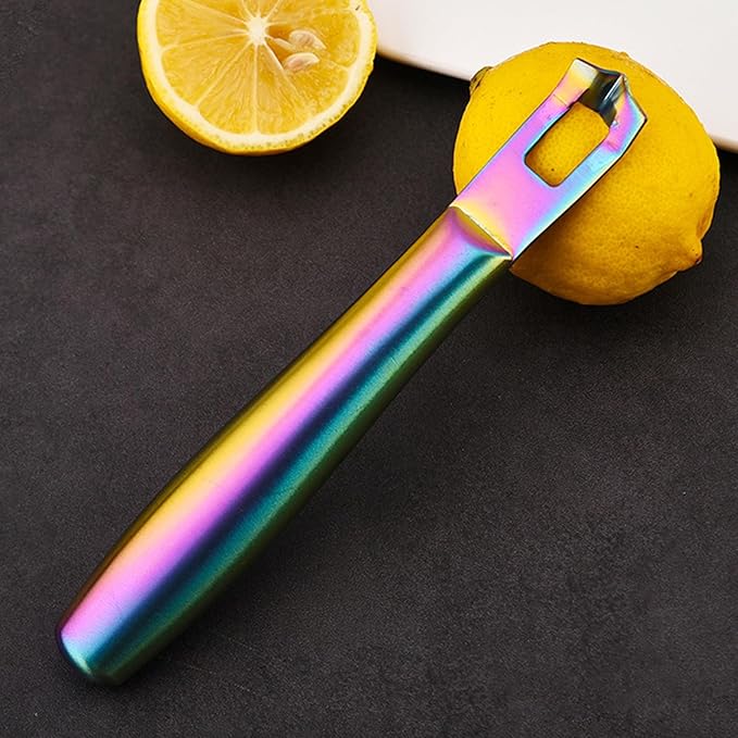 Yosoo Stainless Steel Lemon Peeler Zester, Non Slip Design Multifunctional Kitchen Gadget for Citrus Fruits Carrots (Colored)