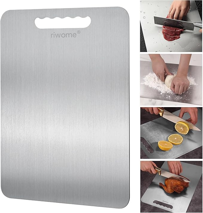 Titanium Cutting Board For Kitchen-Cutting Board Double Side Food Grade,Pure Cut Titanium,Durable Dishwasher Safe Easy to Clean Medium Size (14''Lx10''W)