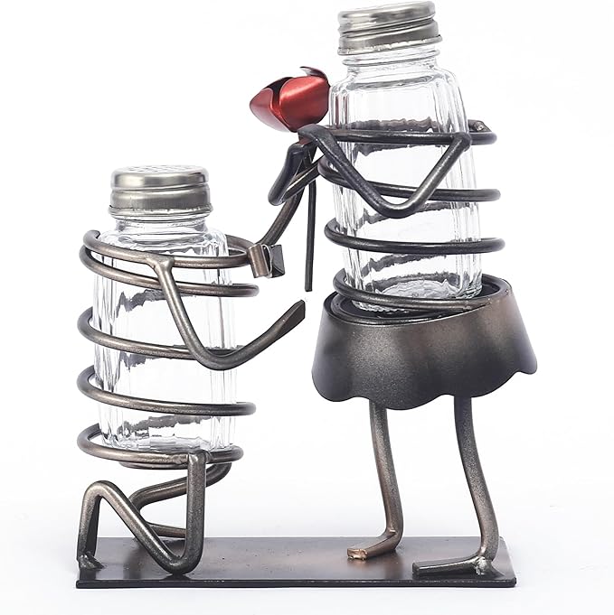 Funny Salt And Pepper Shakers Set Novelty - Two Glass Shakers With Lids, Rose Lovers Holder Caddy For Spices And Seasonings, For Kitchen, Dining Or Table Decor (rose lovers)