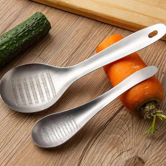 Hemoton 6pcs Cheese Zester Cheese Graters for Kitchen Stainless Steel Garlic Grinders Ginger Grater Grinder Zester Spoon Metal Lemon Zester Grater With Handle for Cheese, Chocolate, Kitchen Gadgets