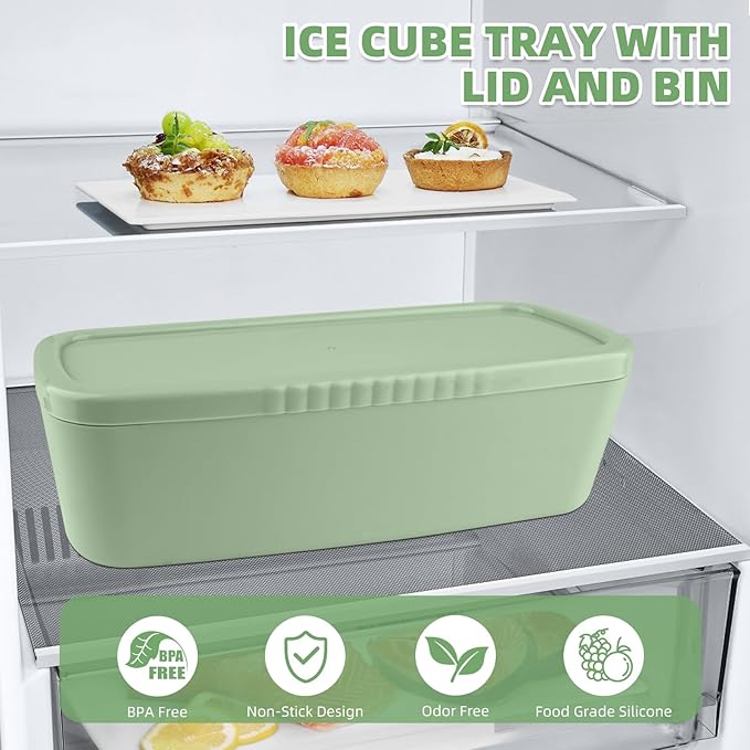 Fu Store Ice Cube Tray for Stanley Cup 30-40 oz Tumbler 3pcs Silicone Ice Cube Molds With Lid and Bin for Chilling Cocktails Whiskey Drinks Juice Coffee Easy Fill and Release Ice Maker