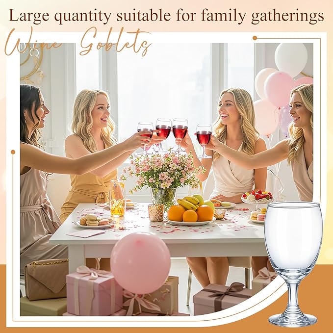 Patelai Set of 6 Clear Glasses 16 oz Water Goblet Glass Stemmed Water Glasses for Juice Wine Beer Tea Milk Cold Beverages Drinks Dishwasher Safe