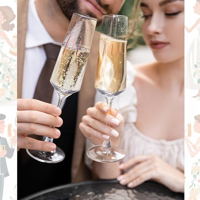 Boao 4 Pieces Wedding Toasting Flutes and Cake Server Set Wedding Reception Supplies Champagne Glasses Cake Knife Pie Server (Rose Gold,Classic)