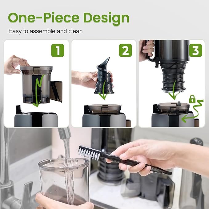 Juicer Machine with 4.7" Wide Feed Chute for Small Family, Professional Cold Press Juicer for Whole Vegetables & Fruits, Juice Extractor High Juice Yield, Easy to Clean