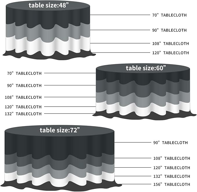 Fokitut 2 Pack Waterproof Round Tablecloth, 132 Inch, Stain Resistant and Wrinkle Polyester Table Cloth, Fabric Table Cover for Kitchen Dining, Wedding, Party, Holiday Dinner-Silver