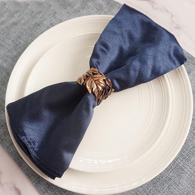 Leaf Shape Napkin Rings Set of 6, Bronze Napkin Rings Metal Napkin Ring Holders for Dinner Party, Wedding, Banquets,Thanksgiving, Holiday Table Settings