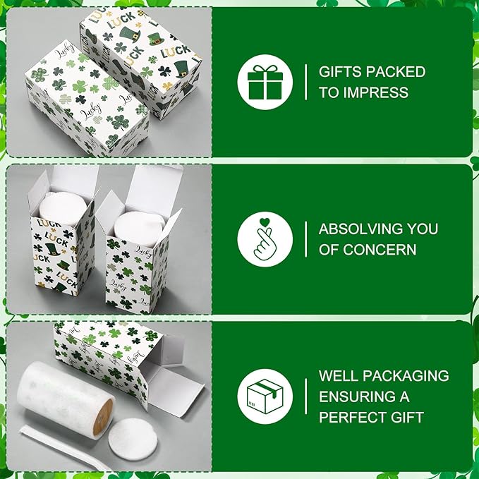 Jinei 2 Pcs Glass Cup Set 18 Ounce Glasses Cups with Bamboo Lids and Straws Tumbler for couple Mug for Women Men Birthday Party Favor Gift(St Patricks Day)
