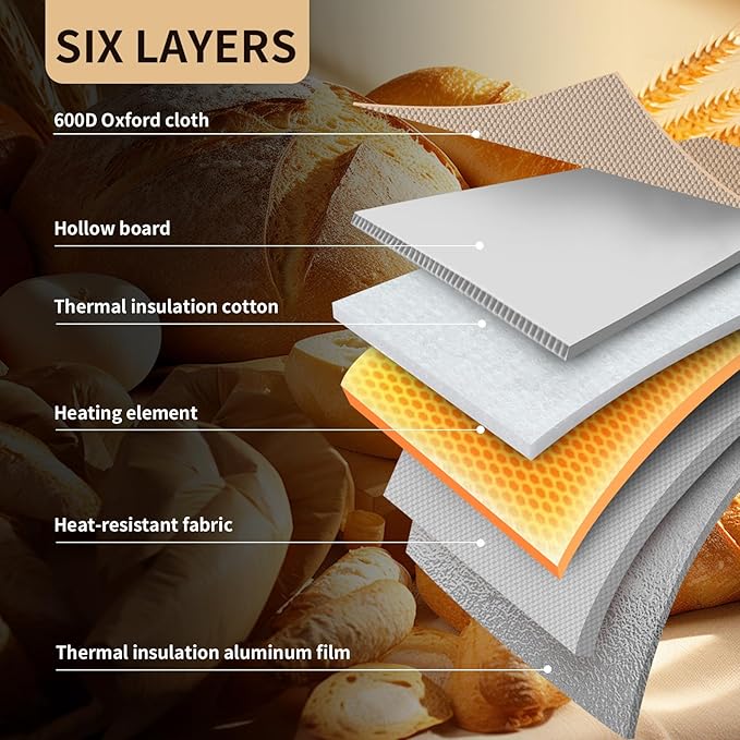 Amalflorid Folding Bread Proofing Box, Dough Proofer with 68-131℉ Temp Control & 99H Timer, Proofing Box for Sourdough, Bread, Yogurt, Kombucha, Space-Saving & 6-Layer Fabric