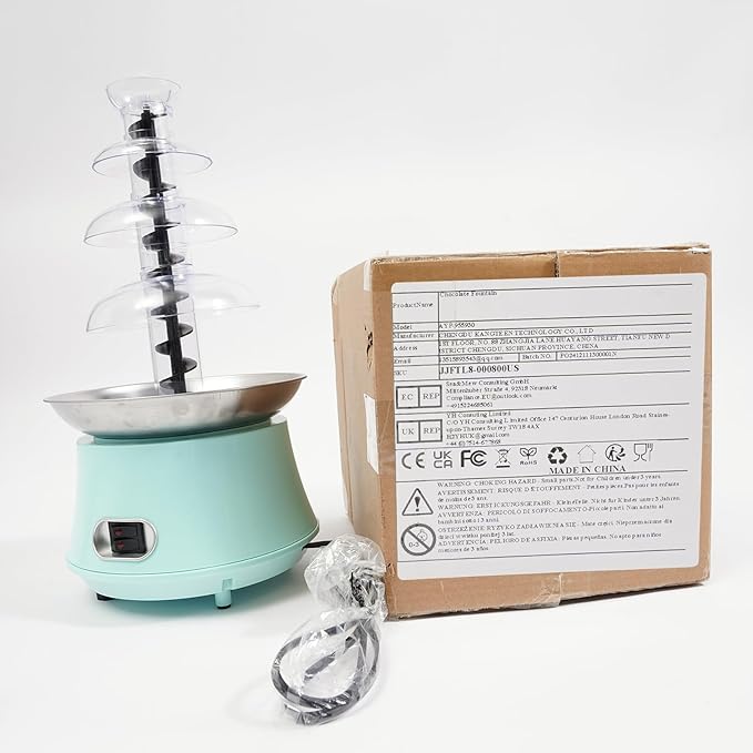 2.2lbs Chocolate Fountain, 4-Tier Party Fountain, Chocolate Fondue Fountain for Christmas Birthday Party, 120V 180W, Blue