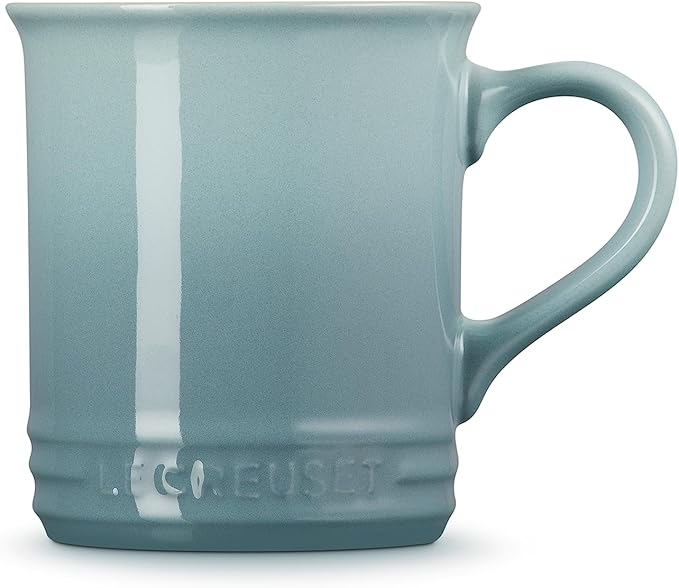 Le Creuset Enamel On Steel Demi Kettle with Metal Finishes & Stoneware Set of 2 Mugs, 1.25 qt. Kettle & (2) 14 oz. Mugs, Sea Salt